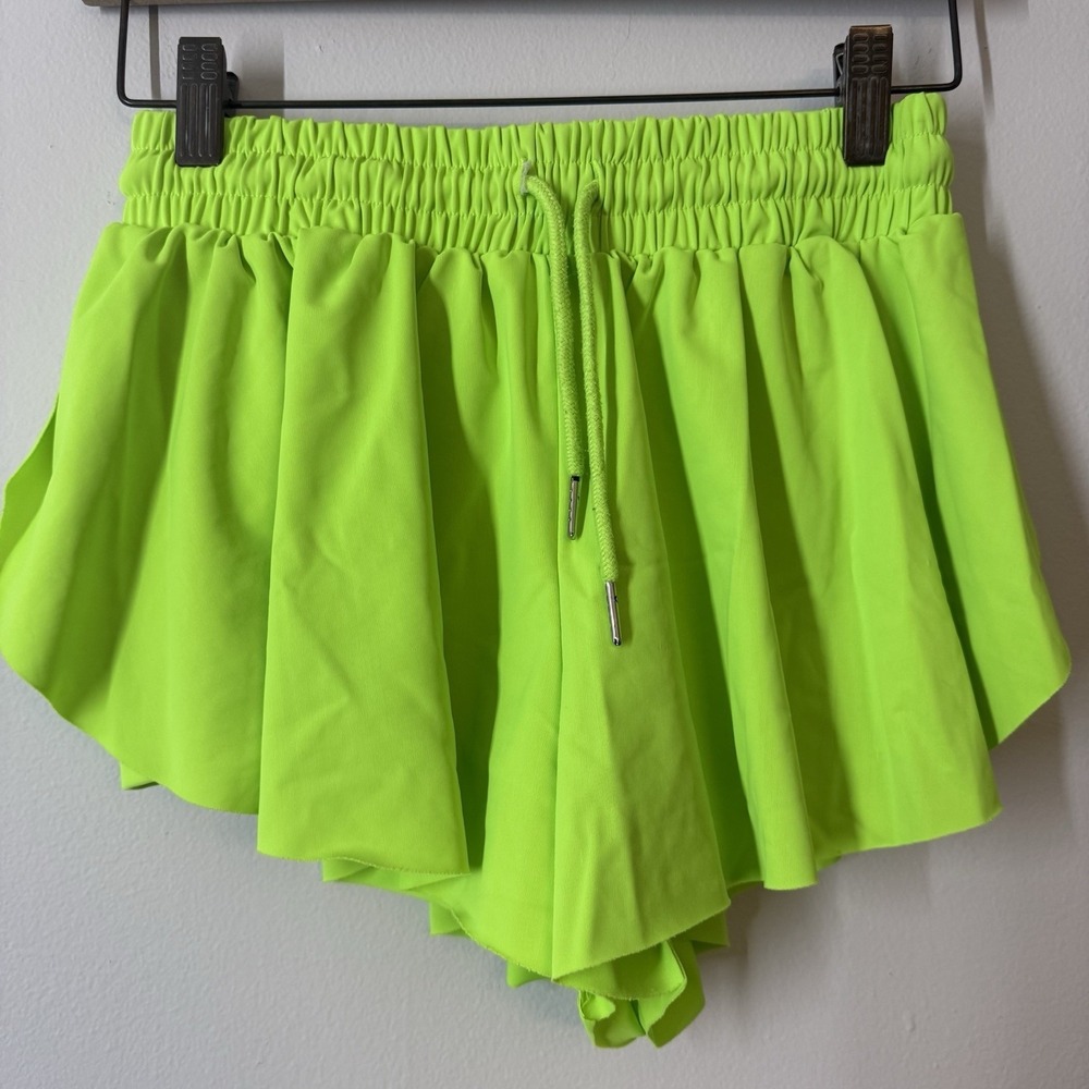 Neon Green‎ Butterfly Running Shorts Womens S Sporty Y2K Indie Playful
